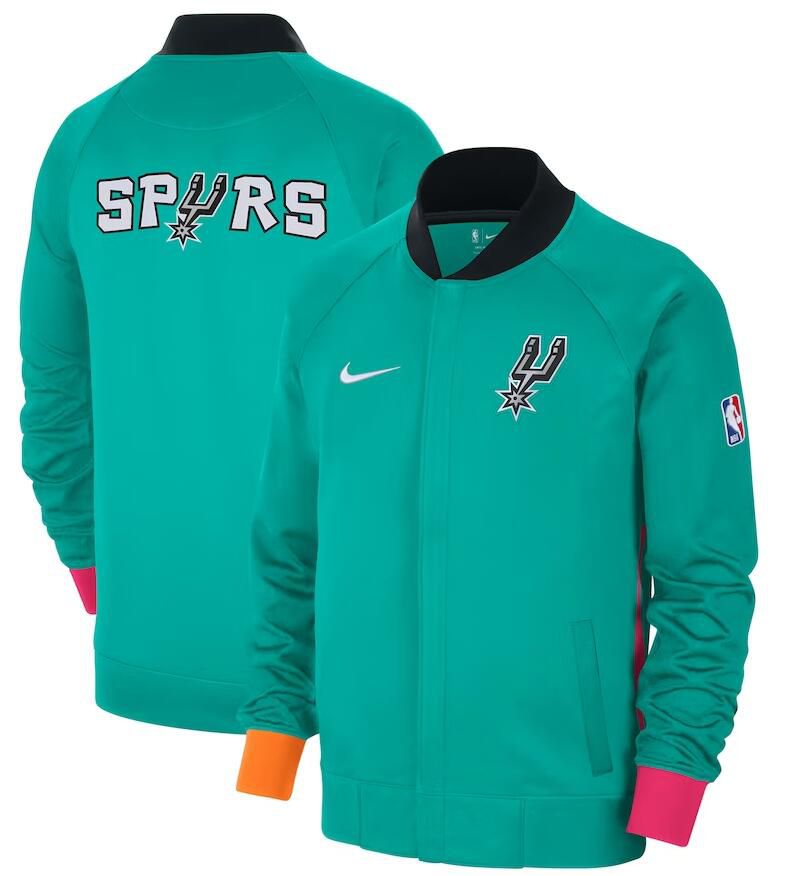 Men San Antonio Spurs Green Nike City Edition Full Zip Jacket 2023 NBA Jersey